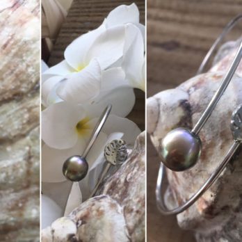 Bracelet jonc Apé inoxargenté 1 perle de Tahiti argenté BRJAP